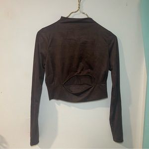 Turtle neck Brown crop top